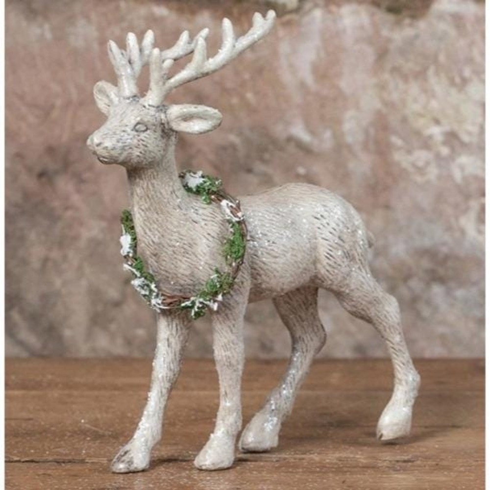 Ragon House Christmas Vintage Look 13" Standing Reindeer with‎ Wreath Figurine